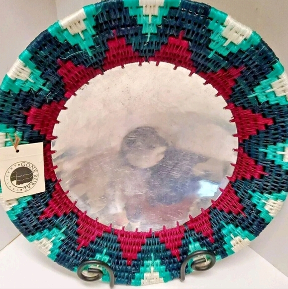 Gone Rural African Fair Trade Handmade Reed & Metal Basket New - Picture 1 of 5